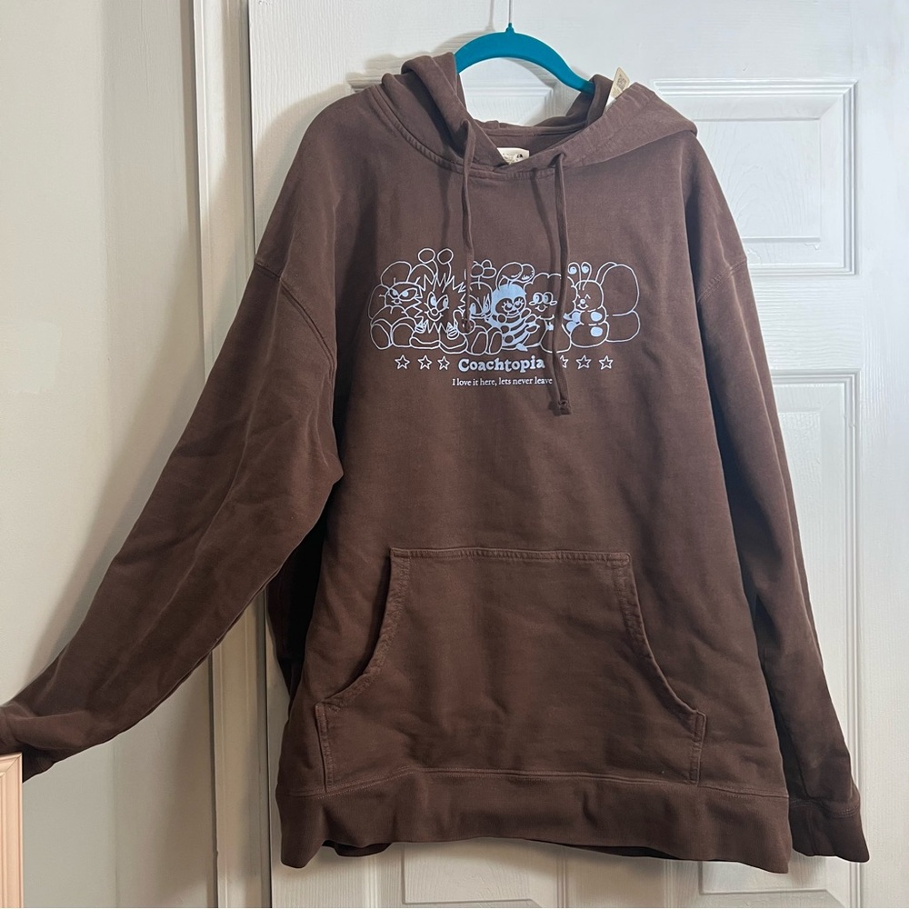 Brown COACH Coachtopia Creatures Print Hoodie